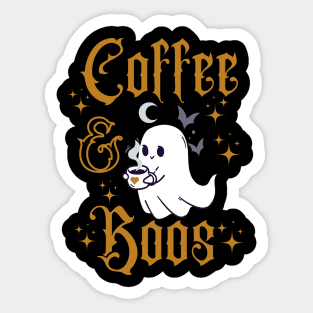 Coffee and Boos Funny Halloween Ghost with Coffee Sticker